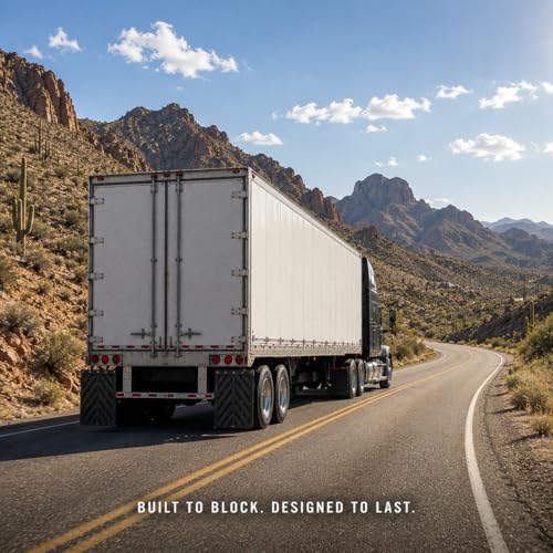 Image of Denco Black Chevron Semi Truck and Trailer Mud Flaps, Heavy-Duty Rubber, 24 inch x 30 inch, Set of 2