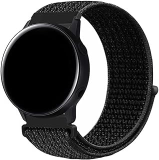 Pulseira 20mm Nylon Loop compatível com Samsung Galaxy Watch Active 1 e 2 - Galaxy Watch 3 41mm - Galaxy Watch 42mm - Amazfit GTR 42mm - Amazfit GTS - Amazfit Bip - Marca LTIMPORTS (Preto)