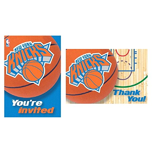 amscan New York Knicks NBA Invitation and Thank You Cards - 3 7/8" x 5 5/8" | Multi-color | Pack of 16