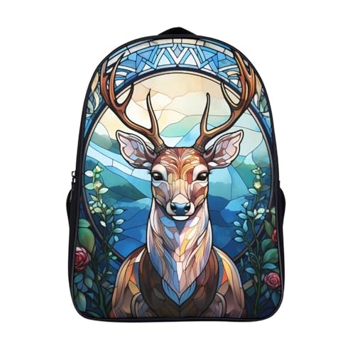 Mochila escolar de alce para niños y niñas con estampado de poliéster 40x28x16cm