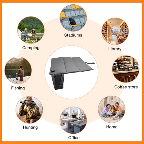 Pengrity Beheiztes Sitzkissen USB, Faltbares Heizkissen Kabellos, Heizkissen Outdoor Tragbares mit 3 Einstellbare Temperatur, Wärmekissen Elektrisch Kabellos für Outdoor und Indoor, Camping Rollstuhl
