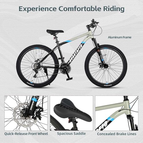 AVASTA Earth 26 27.5 inch Mountain Bike with 21-Speed, Aluminum Frame, Dual Disc Brake, Comfortable Saddle, Multiple Colors