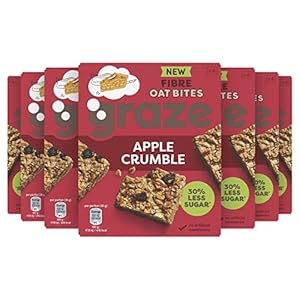 Graze Apple Crumble Oat Bites Havermoutrepen, met gedroogde stukjes appel, rozijnen en kaneel – 7 x (4 x 30 g) – Voordeelverpakking