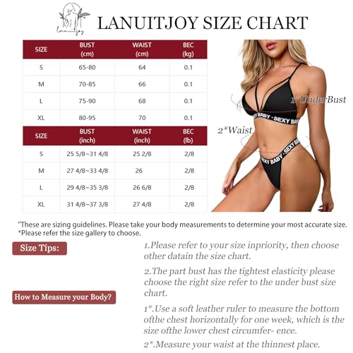 Lanuitjoy Plus Size Bra And Panty Set For Women Black Sexy Bra Panty Set Triangle Bralette And Thong Set, Adjustable Straps thumb #6