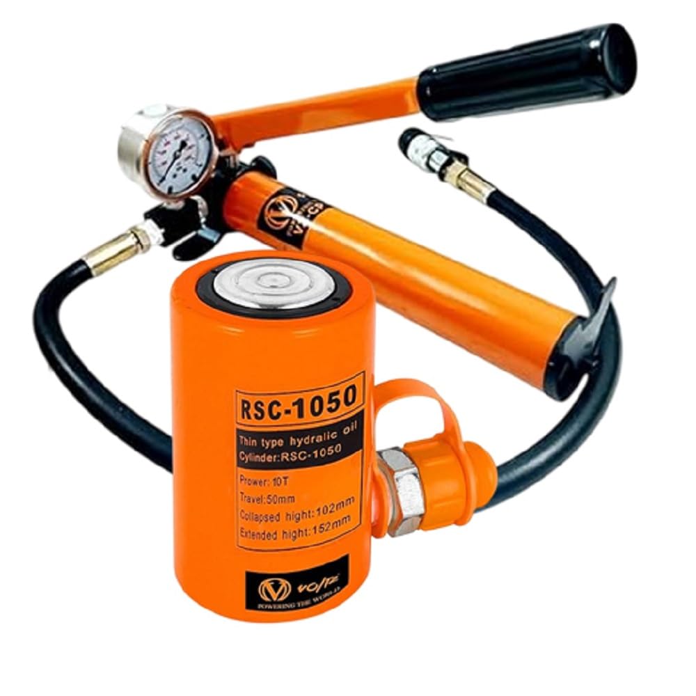 VOLTZ RSC-1050180B Hydraulic cylinders 10T 2Inch Stroke Hydraulic Cylinder Jack Solid with Hand Pump Single Acting Hydraulic Ram Cylinder 50mm Hydraulic Lifting Cylinders (10T 2Inch)-image-33