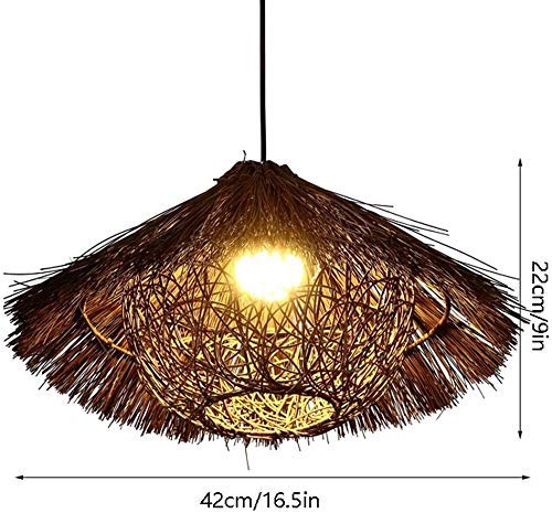 Lámpara colgante de ratán araña de techo interior ajustable E27 para dormitorio 6