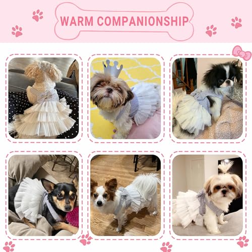 Image of Dog Dresses, Fashion Pet Dog Clothes, Striped Mesh Puppy Dogs Princess Dresses (Blue, Small)