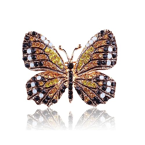 Image of Butterfly Brooch Pins for Women Girls Multicolor Shining Rhinestone Crystal Butterfly Brooch Pin Lapel Safety Pin Corsage Scarf Shawl Clothing Accessories Wedding Party Banquet