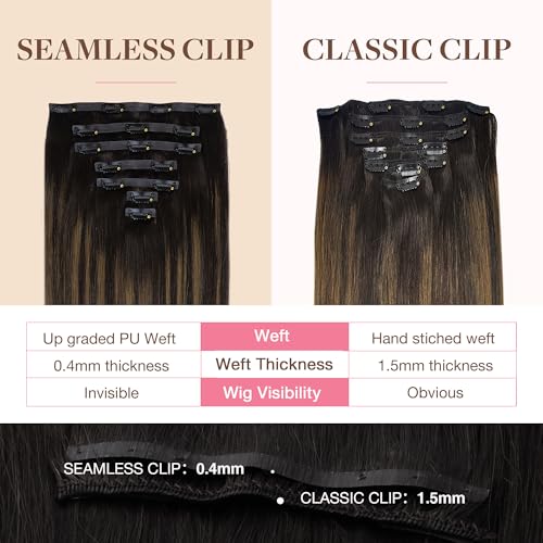 Image of GOO GOO Seamless Clip in Hair Extensions Real Human Hair Remy Extensions