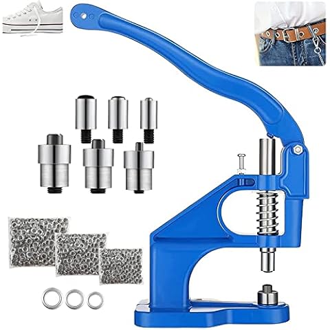 Hand Press Grommet Machine, Heavy Duty Rivets Eyelet Punch Presser Eyelet Tool Kit Punch Pliers with 1500 Eyelets 6/10/12mm and 3 Dies, Leather Hole Puncher for Fabric Curtain Belt Shoes DIY Crafts Cover