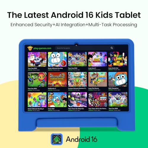 Image of CFVOCUY 2026 Kids Tablet, 10.1 Inch Android 16 Tablet for Kids, 8GB RAM, 64GB ROM(1TB Expand), WiFi 6, Pre-Installed Educational Apps, Parental Control, with EVA Protective Case, Eye Protection