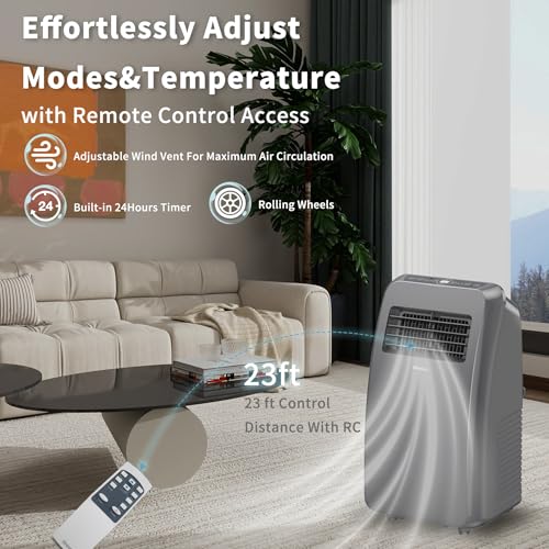 Image of Shinco 8,000 BTU Grey Portable Air Conditioner, 3-in-1 Unit