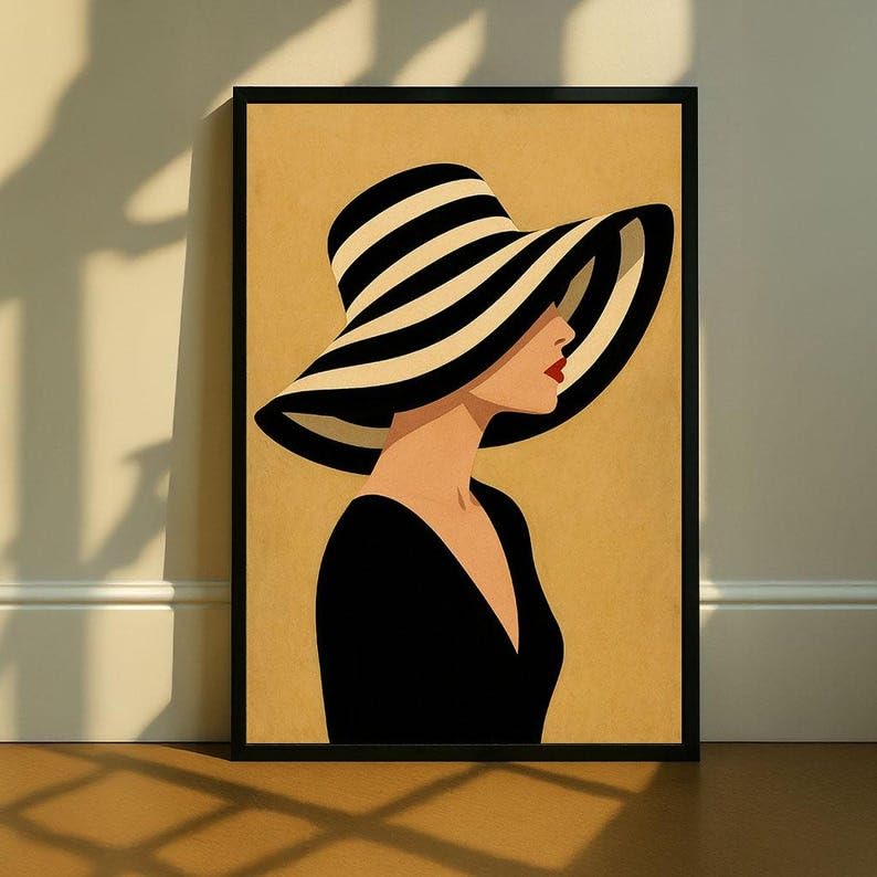 Affiche abstraite à rayures CAOXTART | Tableau élégant femme 70x100 cm