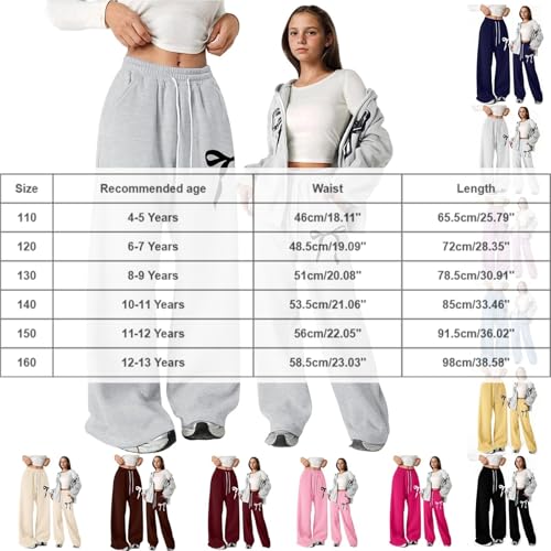 Girl's Coquette Bow Aesthetic Baggy Sweatpants Lightweight Straight Leg Athletic Trousers Joggers Track Pants with Pockets4