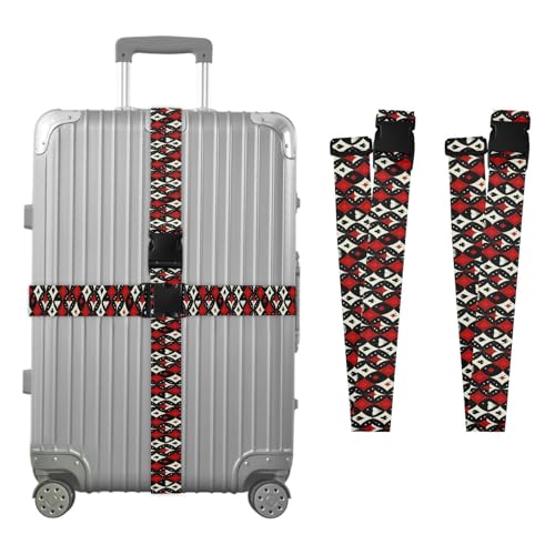 2 Pack Luggage Belt Strap Fashion Poker Pattern Portable Adjustable Suitcase Bands for Creative Travel Accessory