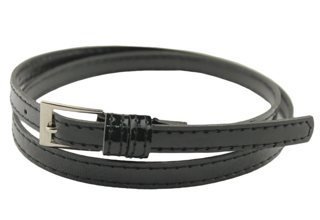 Comvip Women's Black Candy Color Thin Waist Belt Adjustable Skinny Waistband