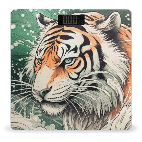 Báscula digital de baño con pantalla LED y vidrio templado miniatura 1
