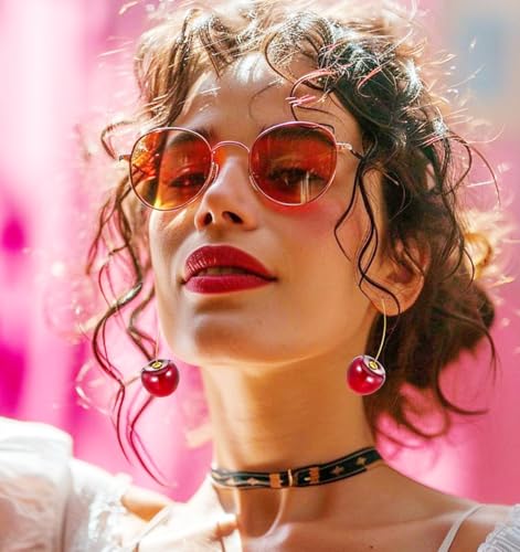 Cherry Earrings, 3D Red Fruit Dangle Earrings, Cute Drop Charm Jewelry Gift for Women3