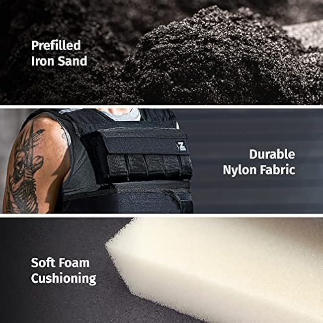 ZELUS 20lb Weighted Vest with Adjustable Weights for Exercise, Weight Vest for Men, Workout Vest for Home Workouts Cardio Strength Training Weight Loss (20lb-Sandbags)