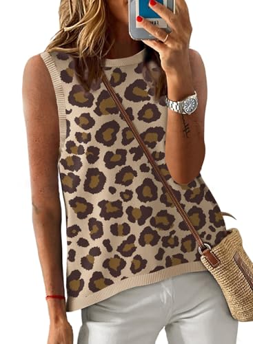 Image of Dokotoo Womens Summer Tops 2026 Casual Striped Color Block High Neck Tank Top Loose Knit High Low Sleeveless Shirts Blouses