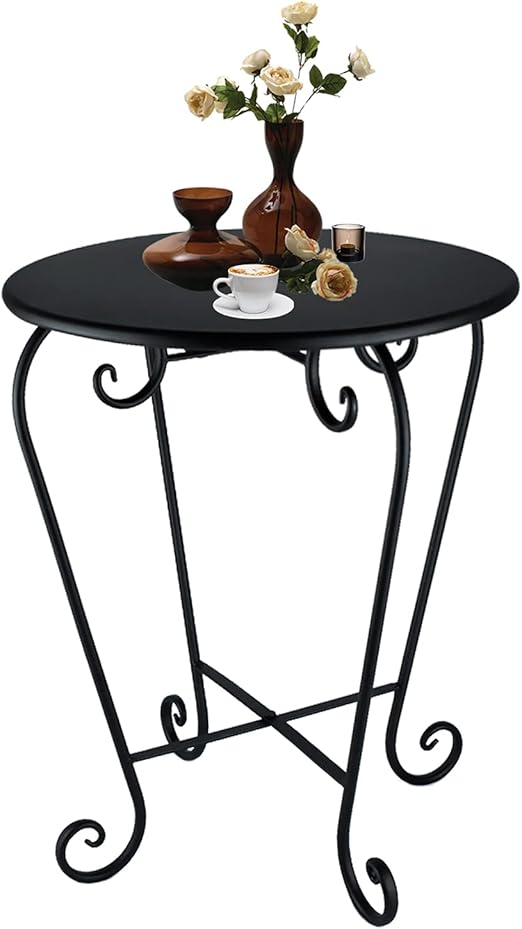 Wtiujhg Small Patio Side Table,Round Metal Side Table