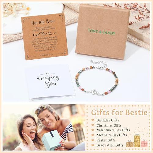 Image of TONY & SANDY Friend Gifts for Women, Unique Birthday Gifts for Women, Sister Gift from Sister, Wave Bracelet, Christmas Stocking Stuffers for Woman Female, Bestie Friendship Bracelets
