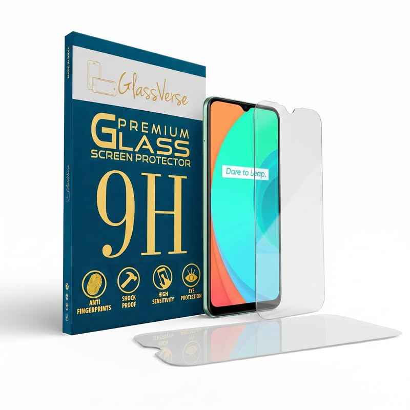 Image of GlassVerse PureView Tempered Glass for Realme C11 | Crystal Clear, 9H Hardness Screen Protector, Edge to Edge, Case Friendly, Hassle-less Installation Kit Included. (Pack of 2)