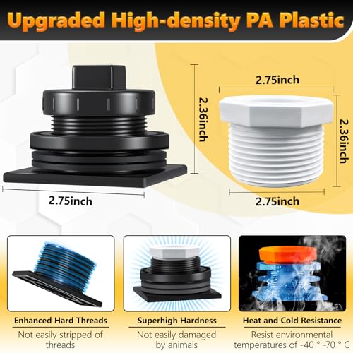 Image of Stock Tank Drain Plug Kit Include 1-1 /4 inch x 3 /4 inch Pipe Reducer Hex Bushing Fit for rubbermaid commercial 50 70 100 150 300 Gallon Stock Tanks Five Years Free Replacement