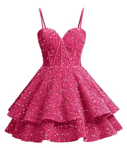 Xijun Sequin Homecoming Dresses Short Tiered Teens Sparkly HOCO Dress 2025 Prom Party Cocktail Gowns