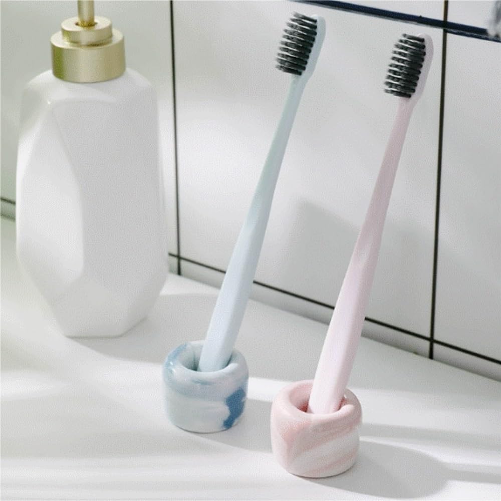 Organizer Per Spazzolino Da Denti Supporto Base For Spazzolino In Ceramica Creativa Con Motivi In ​​marmo Accessori Da Bagno(Blue)