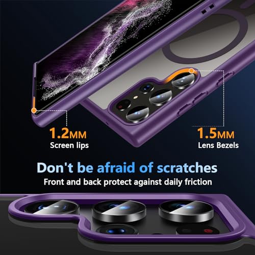 Hensinple SAMSUNG GALAXY S22 ULTRA-PURPLE For Samsung Galaxy S22 Ultra Case Magnetic, Galaxy S22 Ultra Phone Case Compatible With Magsafe Wireless Charging Translucent Back Shockproof Cover Case thumb #4