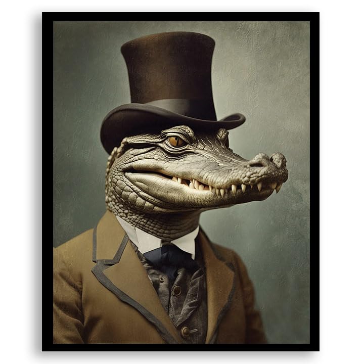 Amazon.com: Crocodile Victorian Portrait Art - Printed Poster or 