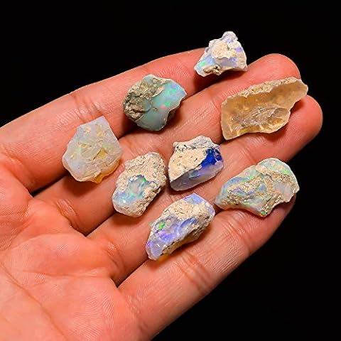 LARA GEMS STONES AND JEWELLERS AA Natural Raw Ethiopian Opal Gem Stone, Rough Opal Crystals, Jewelry Making Gemstone, Ultra Fire Striking Opal, Good Luck Stone, Wire Wrapping, (50 Carats) Cover