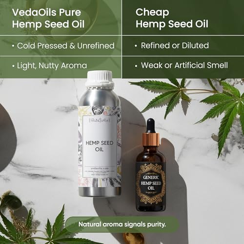 Image of VedaOils Cold Pressed Hemp Seed Oil for Hair Growth 100ml | Nourishing Hemp Oil for Face & Skin | 100% Pure & Natural Lightweight Moisturizing Oil