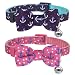 azuza Cat Collar with Bowties 2 Pack Safety Breakaway Cat Collar with Removable Bell, Anchors Aweigh