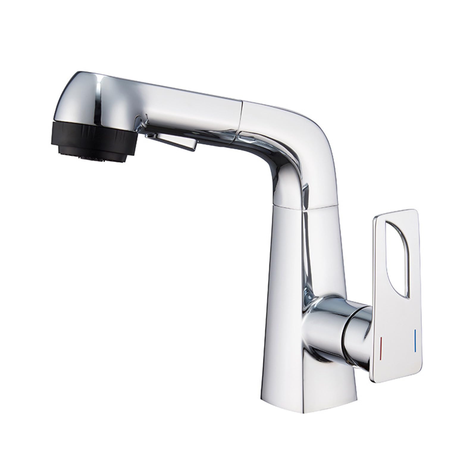 Fanjubei Chrome Plating Bathroom Sink Pull-Out Adjustable Faucet, Chrome-Plated