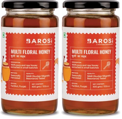 Image of BAROSI [Multi Floral Honey 500g] Pure, 100% Natural and Ayurvedic, Rich in Vitamins and Minerals, Helps in Curing Cough & Cold, No sugar adulteration, Natural Immunity booster, Wild Forest and Organic