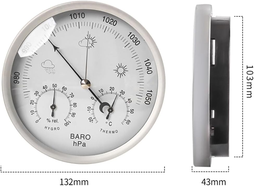 Outdoor Barometer Thermometer Hygrometer 3 in 1,Hanging Steel Barometer,Weather Station for Home,Indoor Office Wall Decor,Gold