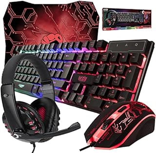 Gaming Keyboard and Mouse and Mouse pad and Gaming Headset, Wired LED RGB Backlight Bundle for PC Gamers and Xbox and PS4 Users - 4 in 1 Edition Hornet RX-250