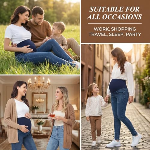 Image of PACBREEZE Women's Maternity Jeans Over Belly Skinny Stretchy Denim Pants Comfy Slim Pregnancy Pants