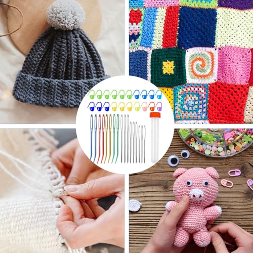 Image of 37 Pcs Yarn Needle Set, Yarn Darning Tapestry Needle Big Eye Blunt Sewing Needles Large-Eye Bent Tip Knitting Stringing Embroidery Needles for Tapestry Weaving Quilting Beading Crochet Projects