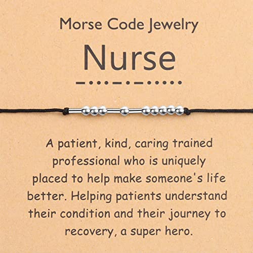 Image of PLITI Nurse Bracelet Nursing School Graduation Gift Nurse Appreciation Jewelry Nurse Inspirational Morse Code Bangle For Family Friend (nurse morse bg)