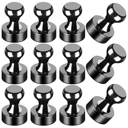 LOVIMAG Fridge Magnets 12Pcs Refrigerator Whiteboard Small Strong Magnet Classroom Kitchen Accessories Decorative Locker Set Decor Must Haves Office Calendar Refrigerador Magnetic Cute Crafts Black
