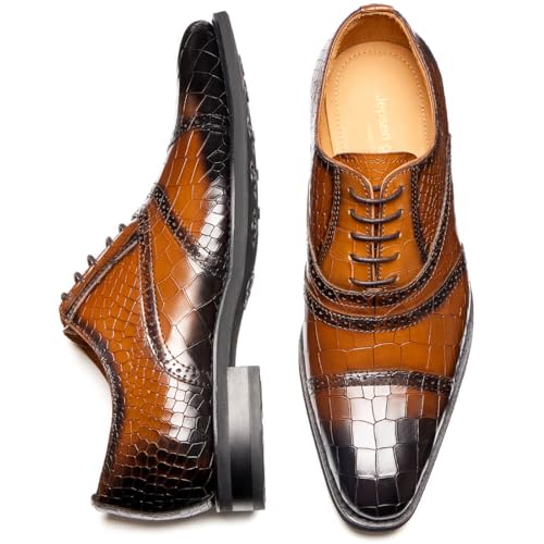 Image of Men's Dress Shoes Genuine Leather Oxfords Luxury Formal Business Suit Shoes with Blake Rapid Stitch