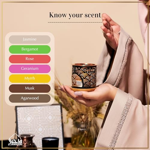 Image of Oud Al Mukhtar Bakhoor Set عود بخور و مبخرشمعدان by Dukhni | 2 x 9 Piece Each & Oriental Bakhoor Burner | Arabic Bakhoor Incense | Floral Oud Blend | Perfect for Prayer Time | to Relax & Meditate
