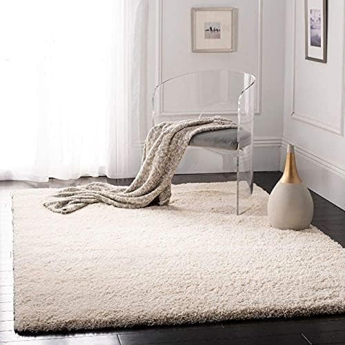 Image of RUG ERA Shaggy Carpet for Living Room 9X12 FEET Fluffy Rug for Bedroom Floor Modern Non-Slip Floor Mat & Galicha for Home Decor | Cozy Area Carpet (Plain Ivory)