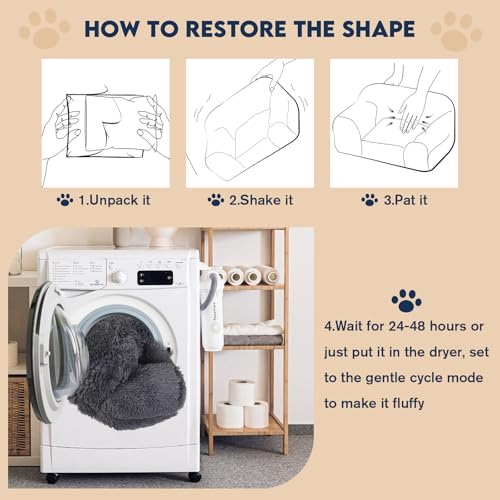 Avont Flauschig Katzenbett, abnehmbar & waschbar Bezug Katzensofa für Katzen klein Hunde -Grau