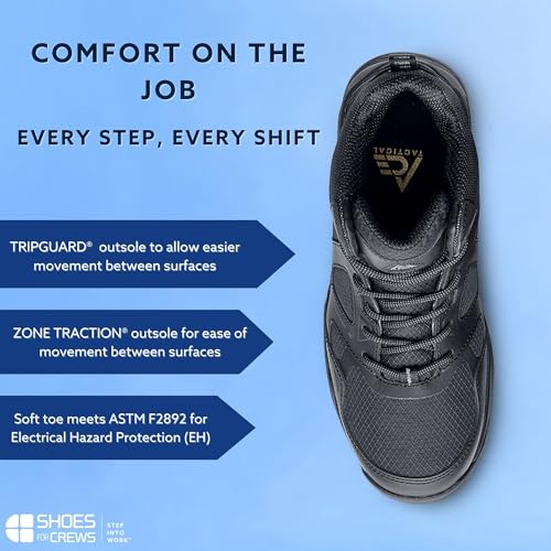 Shoes for Crews Defender Mid, Men's, Women's, Unisex Soft Toe (ST) and Nano Composite Toe (NCT) Work Shoes, Slip Resistant, Water Resistant, Black3