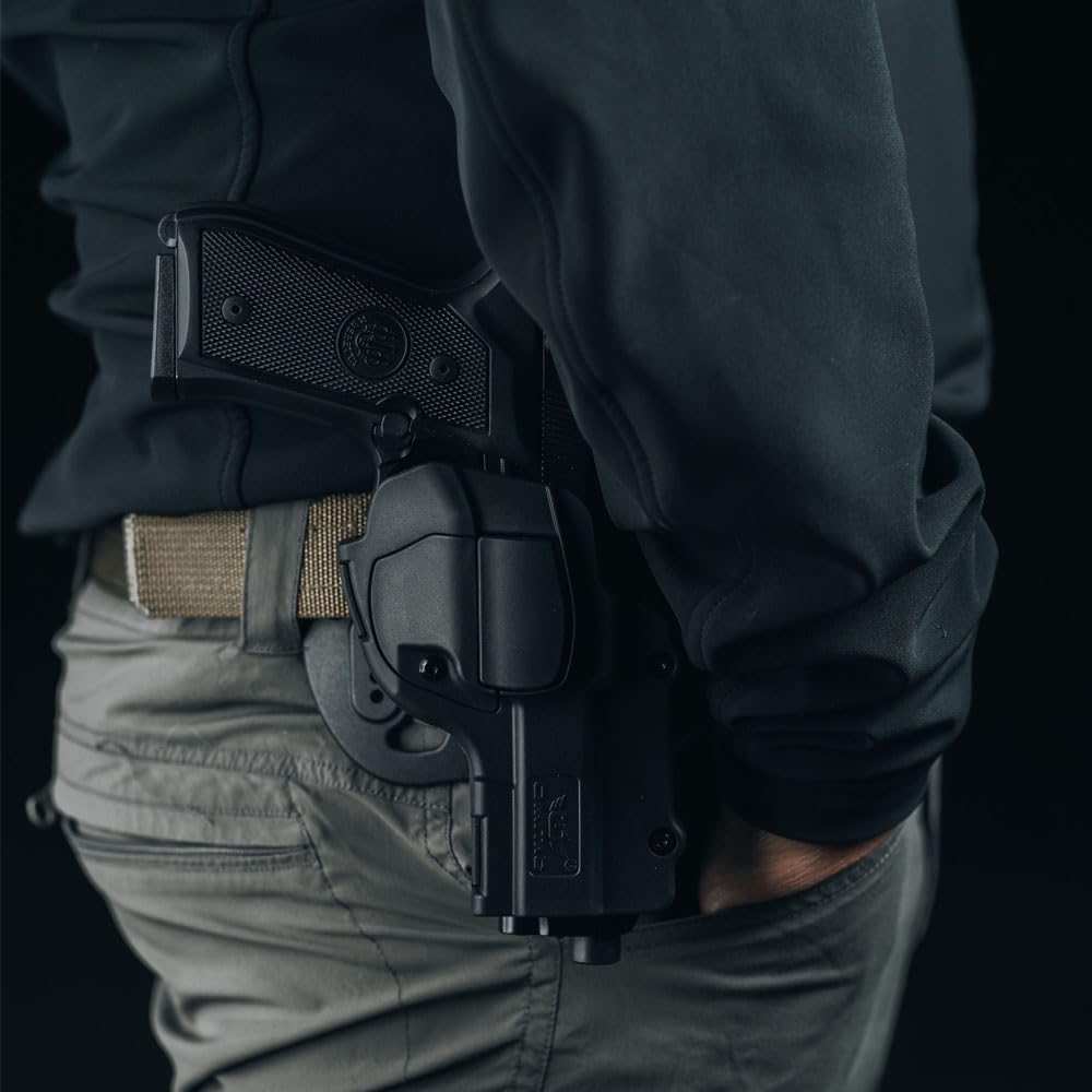 Beretta 92 Caso Paddle Caso OWB per Beretta 92 fs 92 98 fs Custodia in polimero per pistola militare, cintura esterna tattica, custodia da trasporto aperta per destrimani nero