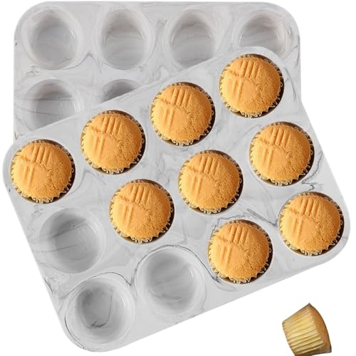 Silicone Muffin Pan 12-Cup 2 PCS- Flexible, Non-Stick, BPA-Free - Perfect for Baking Muffins, Cupcakes, Mini Quiches - Oven, Microwave, Dishwasher Safe